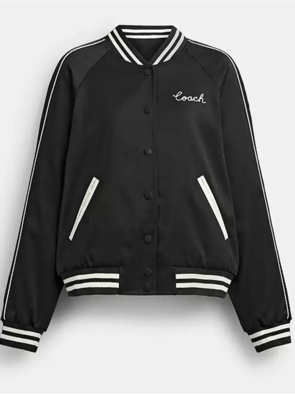 Coach Black Varsity Jacket with White Trim